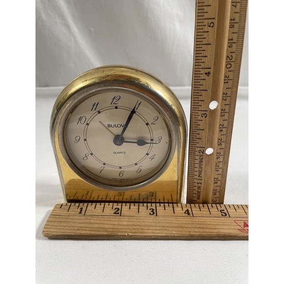 Vintage Bulova Quartz Gold Desk Clock Made in West Germany Tested Working - Picture 12 of 12